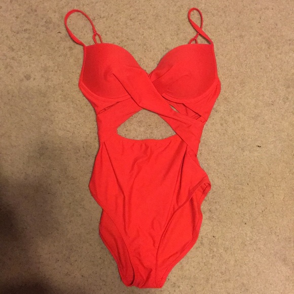 red wrap swimsuit